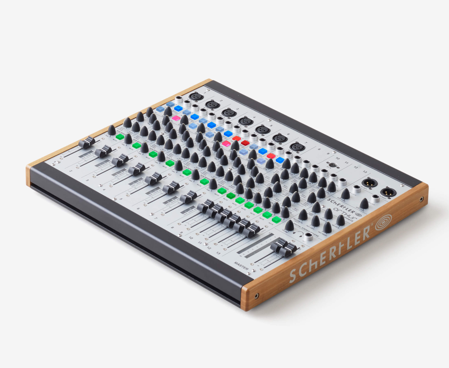 01_PRIME_13_W.jpg Schertler Mixer compatto Arthur Prime, 7 ingressi microfono, 3 ingressi stereo, pannelli laterali in legno - immagine 1