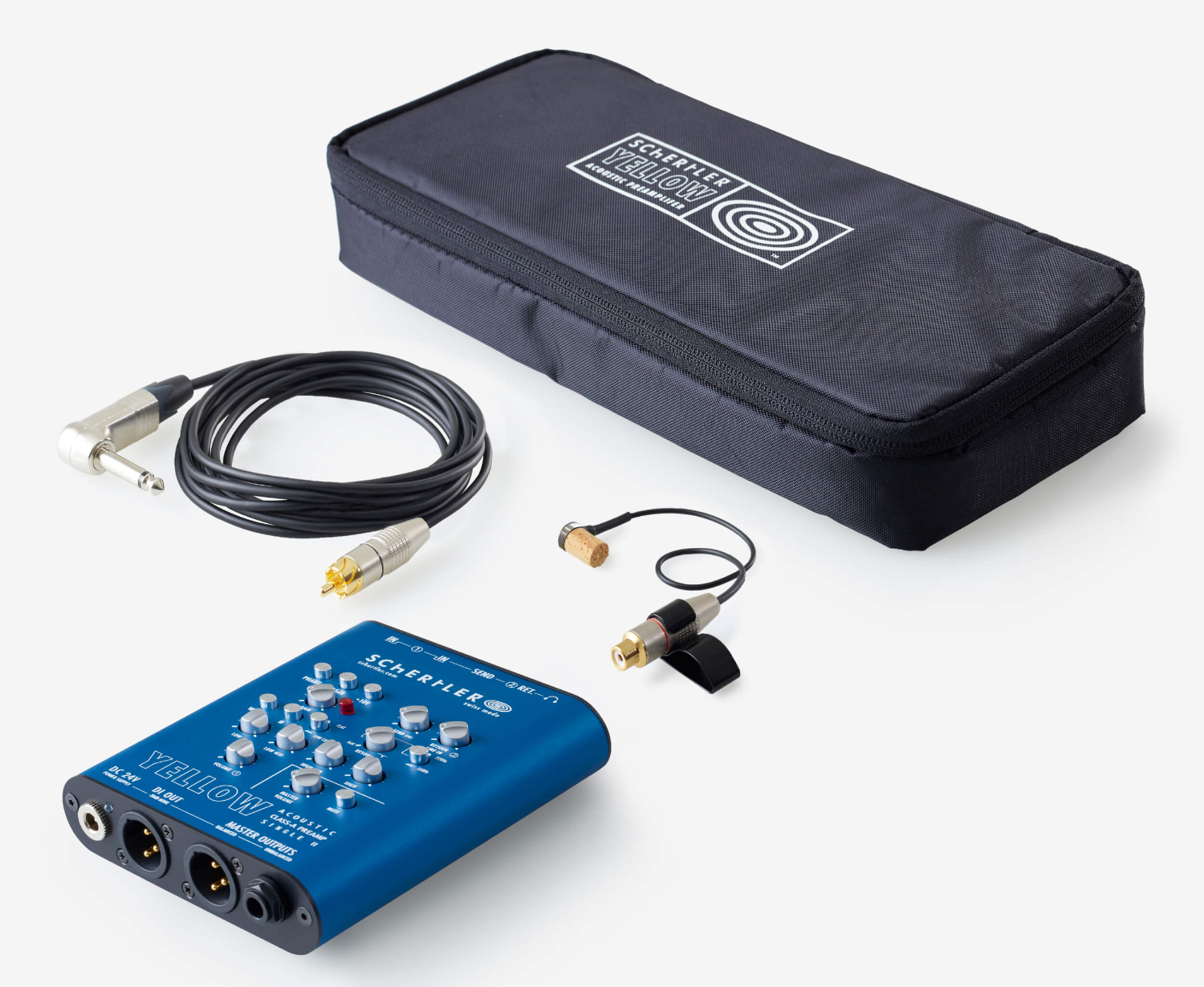 03_STAT_C_PRO.jpg Schertler Sistema trasduttore elettrostatico montato su ponte per violoncello + cavo + preamplificatore YELLOW Single - immagine 1