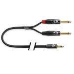 Reference® RICTS02 – colore nero – 1 metro - mini jack 3.5 dritto/2 Jack mono 6,3 Reference